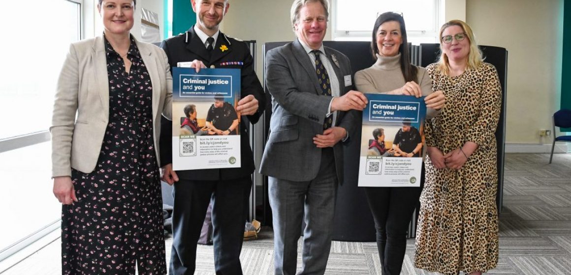 From left, Police and Crime Commissioner Alison Hernandez, Deputy Chief Constable David Thorne, High Sheriff of Cornwall Toby Ashworth, Alexis Bowater and advisor Jess Cain at the launch of Criminal Justice and You at Devon and Cornwall Police Headquarters